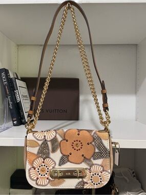 Coach Floral Crossbody Bag with Gold Chain